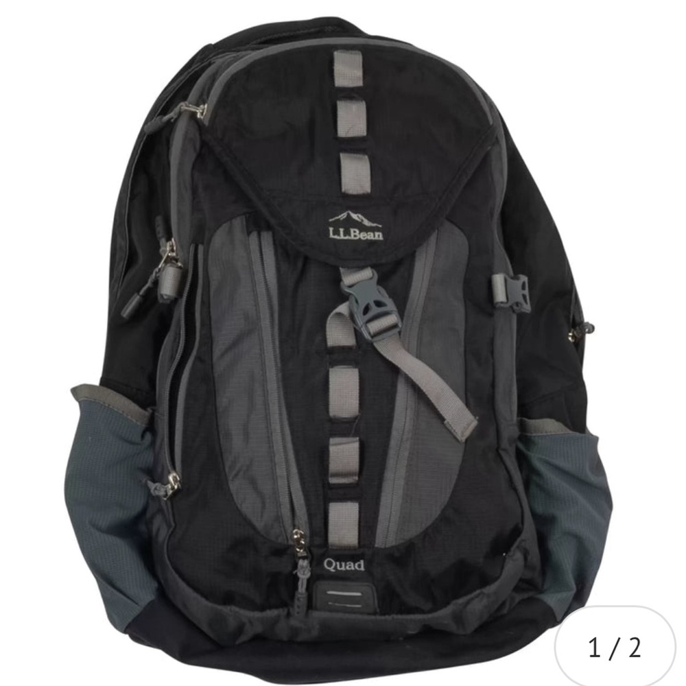 L.L. Bean Black and Gray Quad Day Pack Backpack